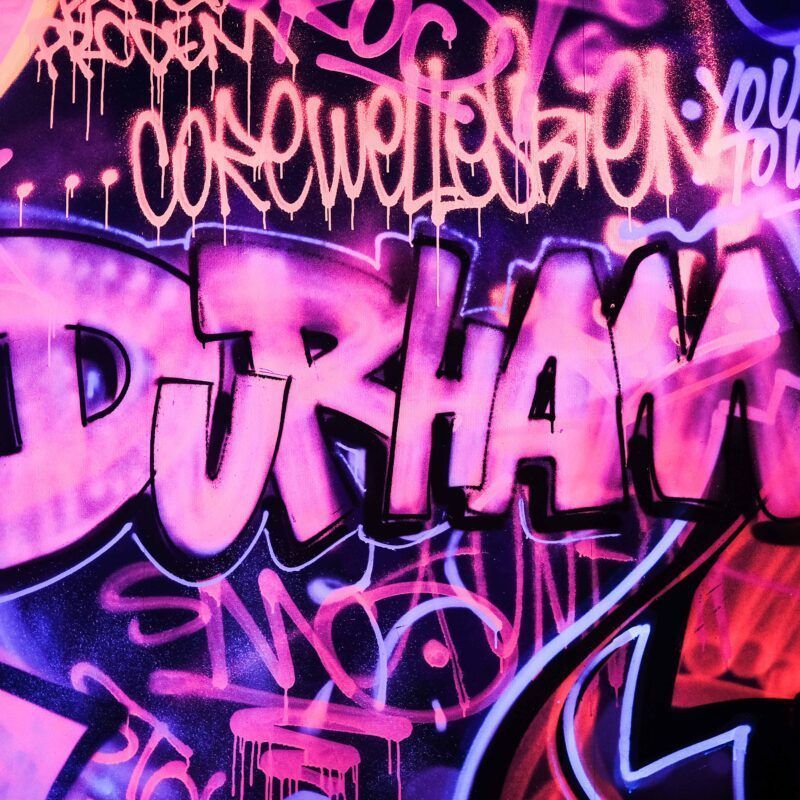 Vibrant Graffiti Art Featuring the Word Durham