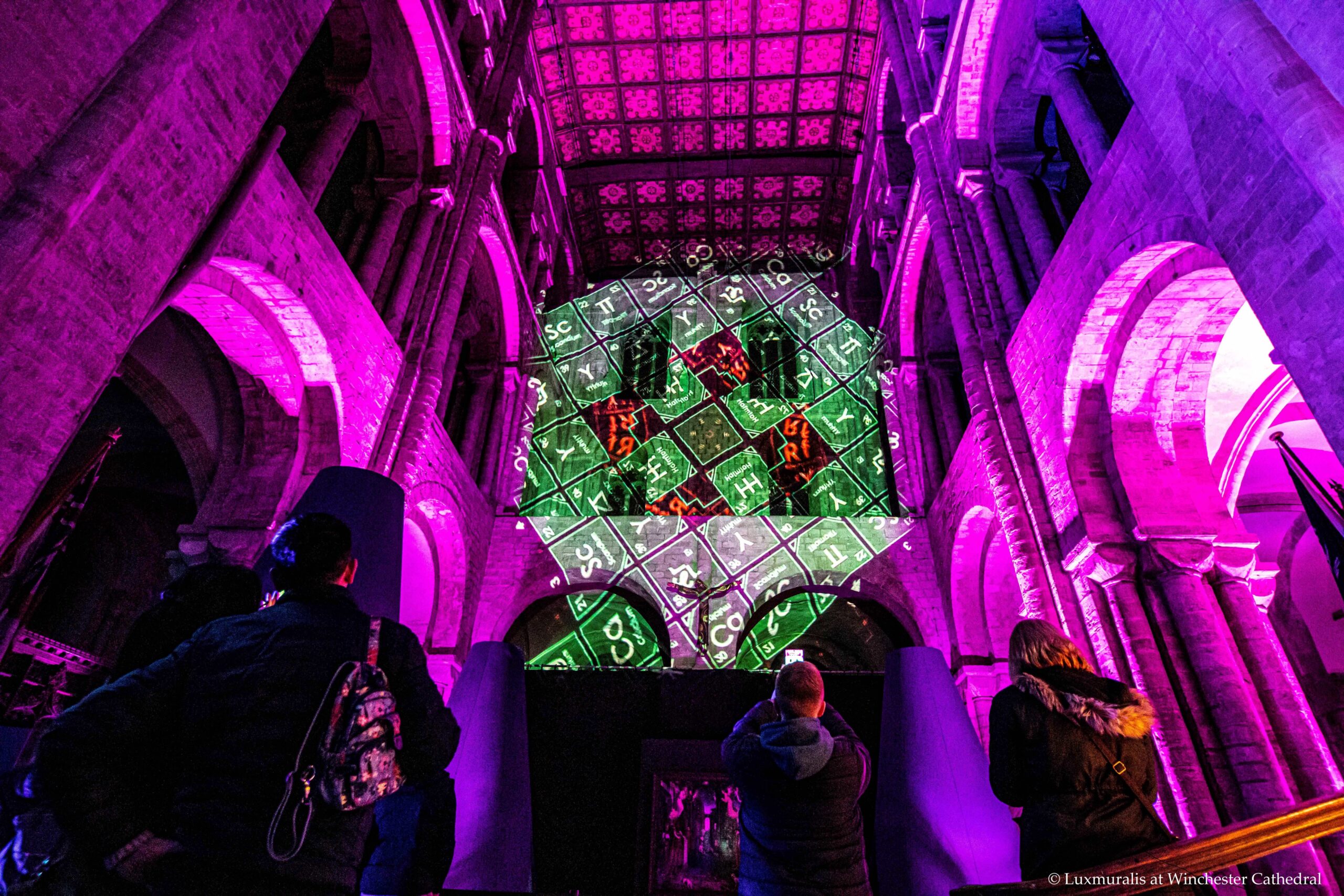 Science by Luxmuralis 1 © Luxmuralis at Winchester Cathedral Science 3 scaled